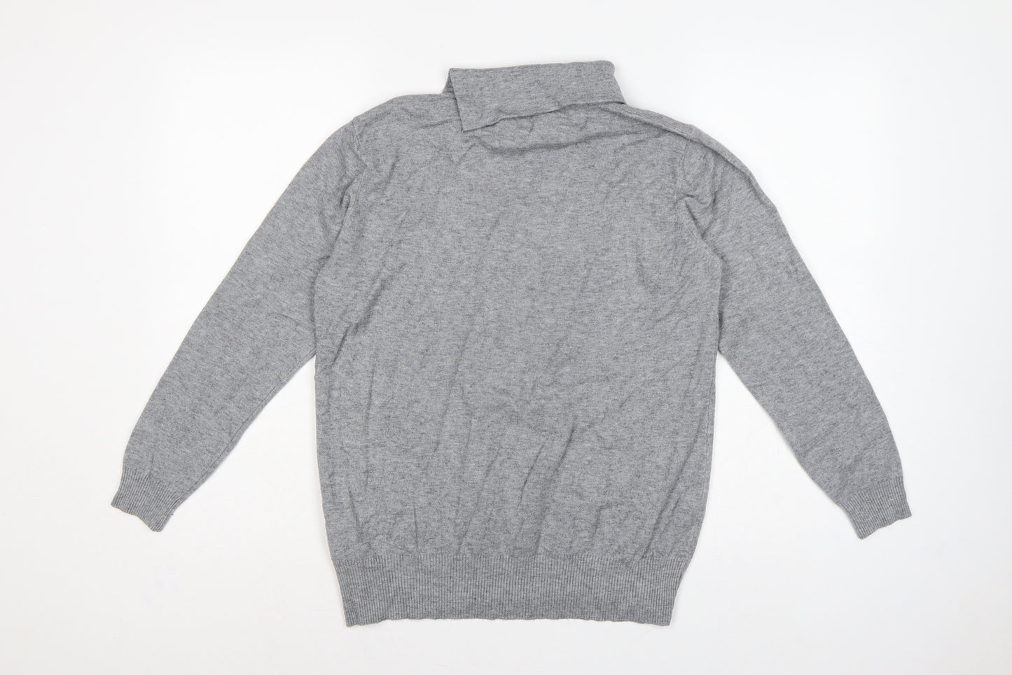 PPT Women Grey XL Henley Mock Neck Knit Jumper Button Detail