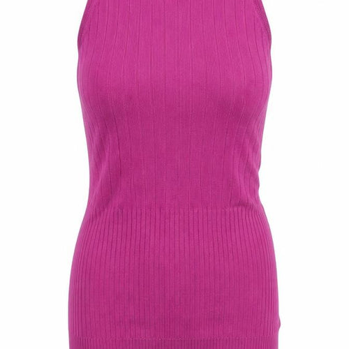 Next Women Pink UK 12 Ribbed Knit Sleeveless High Neck Tank Top