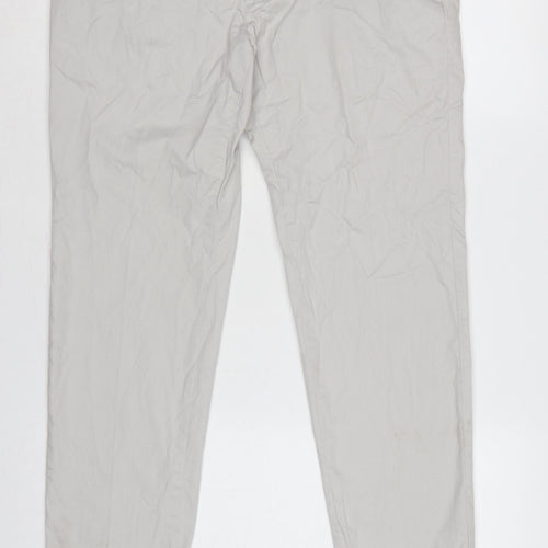 Marks and Spencer Men Beige 32 Slim Fit Cotton Chino Trousers