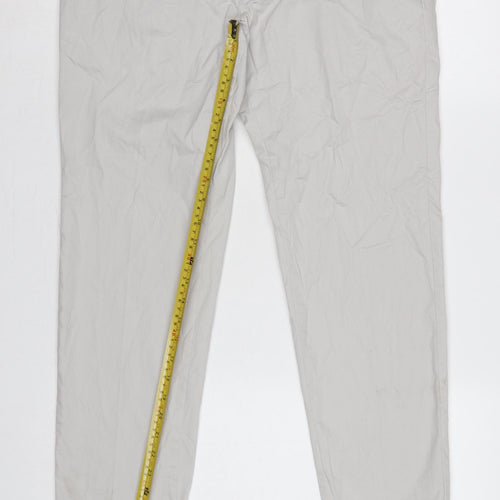 Marks and Spencer Men Beige 32 Slim Fit Cotton Chino Trousers