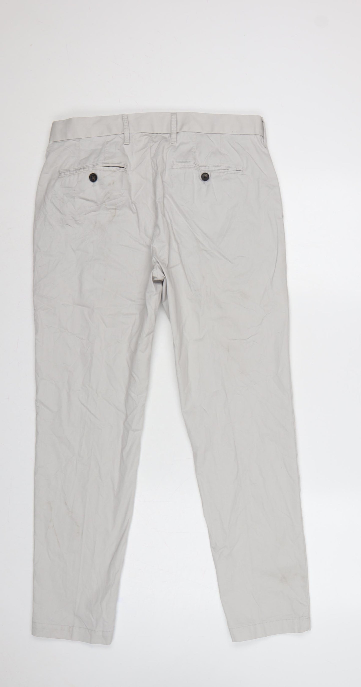Marks and Spencer Men Beige 32 Slim Fit Cotton Chino Trousers