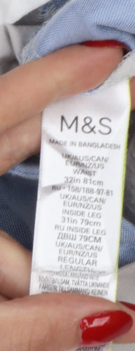 Marks and Spencer Men Beige 32 Slim Fit Cotton Chino Trousers