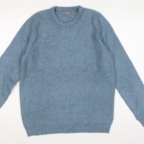 Marks and Spencer Men Blue M Crew Neck Rib Knit Pullover Jumper