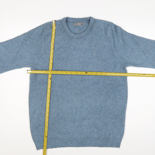 Marks and Spencer Men Blue M Crew Neck Rib Knit Pullover Jumper