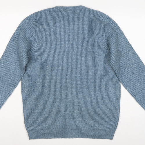 Marks and Spencer Men Blue M Crew Neck Rib Knit Pullover Jumper