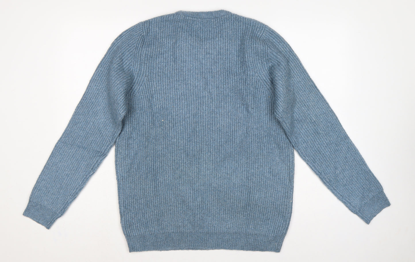 Marks and Spencer Men Blue M Crew Neck Rib Knit Pullover Jumper