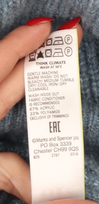 Marks and Spencer Men Blue M Crew Neck Rib Knit Pullover Jumper