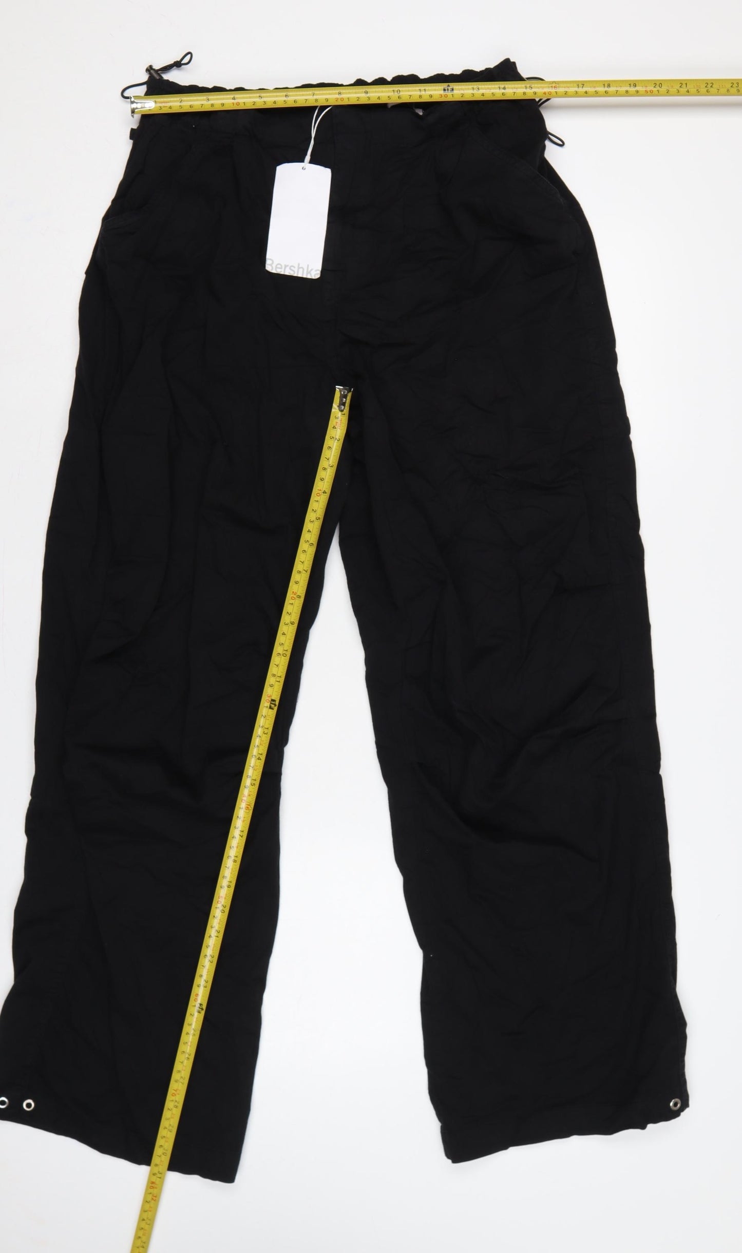 Bershka Women’s Black L Wide-Leg Drawstring Trousers UK 12