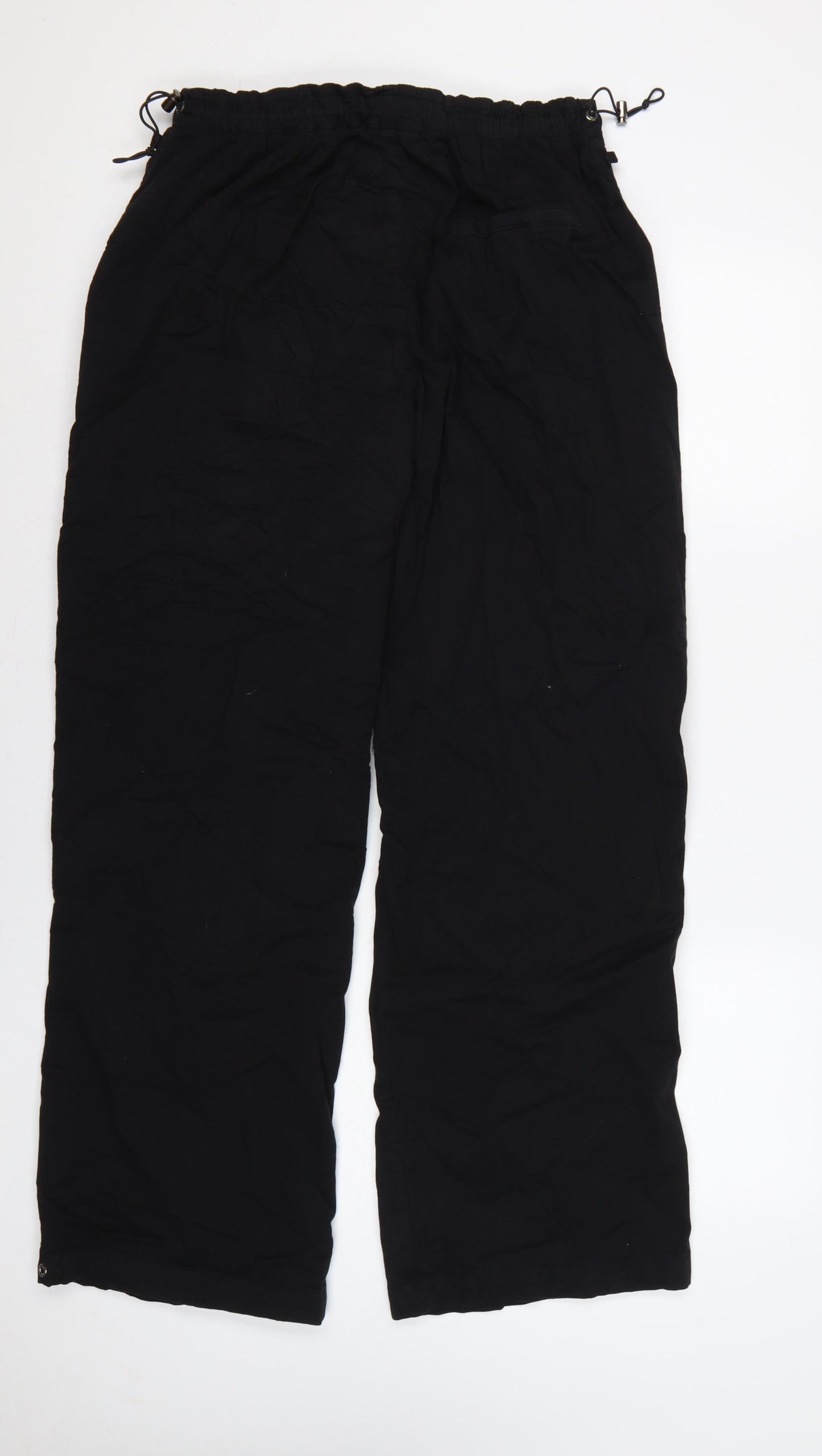 Bershka Women’s Black L Wide-Leg Drawstring Trousers UK 12