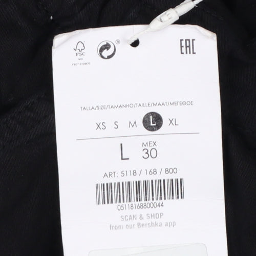 Bershka Women’s Black L Wide-Leg Drawstring Trousers UK 12