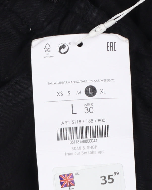 Bershka Women’s Black L Wide-Leg Drawstring Trousers UK 12