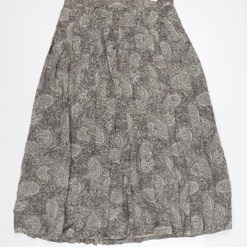 Country Casuals Women Beige Paisley Wool A-Line Long Skirt Size 14