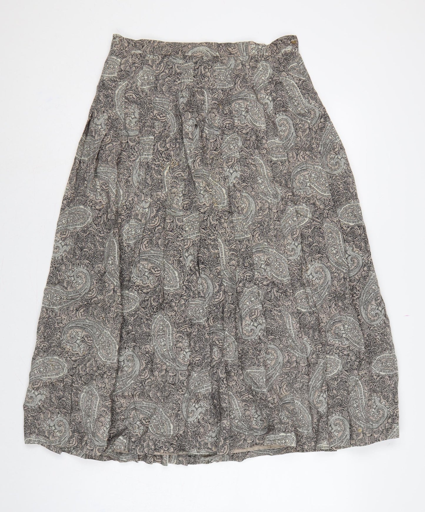 Country Casuals Women Beige Paisley Wool A-Line Long Skirt Size 14