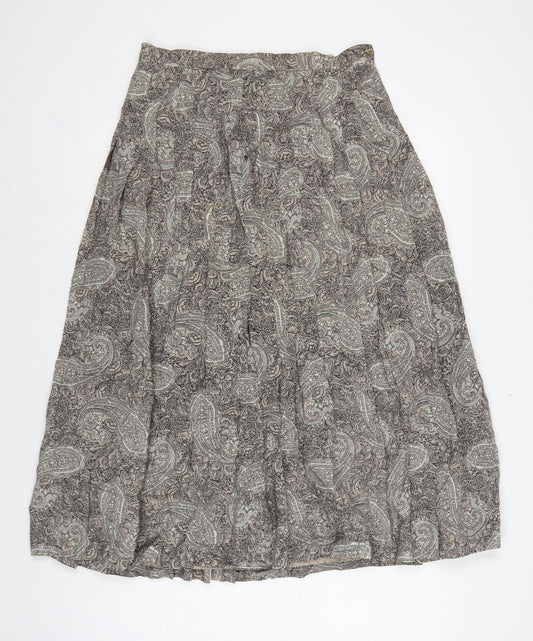Country Casuals Women Beige Paisley Wool A-Line Long Skirt Size 14