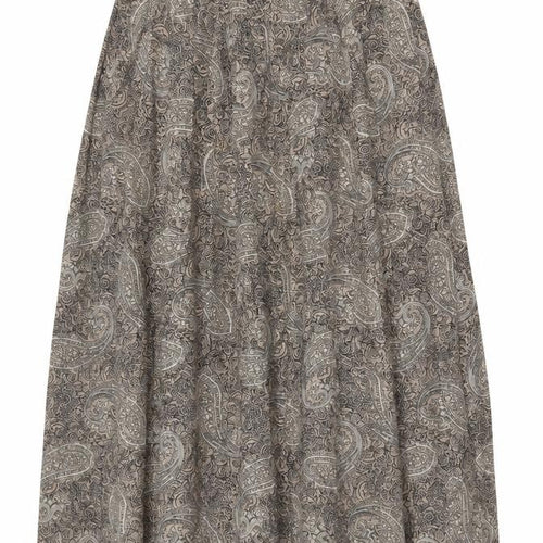 Country Casuals Women Beige Paisley Wool A-Line Long Skirt Size 14