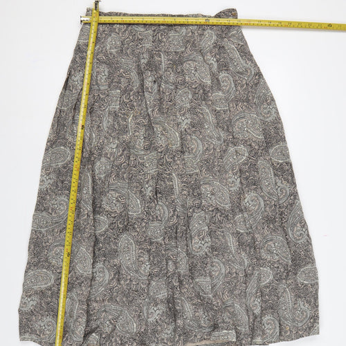 Country Casuals Women Beige Paisley Wool A-Line Long Skirt Size 14