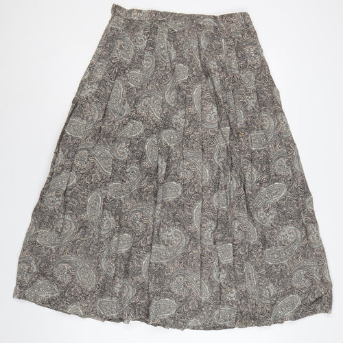 Country Casuals Women Beige Paisley Wool A-Line Long Skirt Size 14