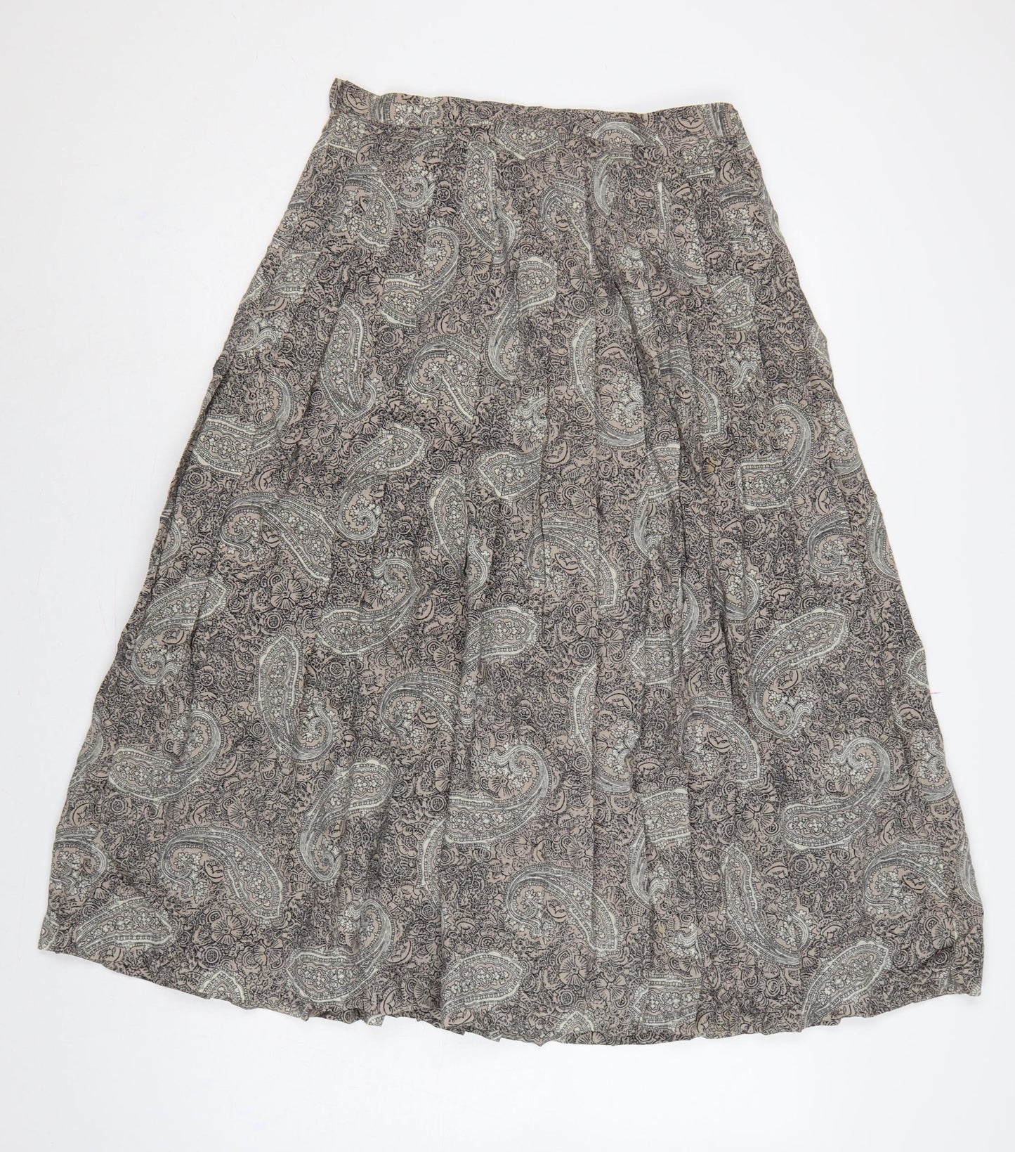 Country Casuals Women Beige Paisley Wool A-Line Long Skirt Size 14