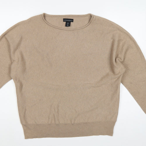 Cynthia Rowley Women’s Beige L Cotton Blend Round Neck Jumper