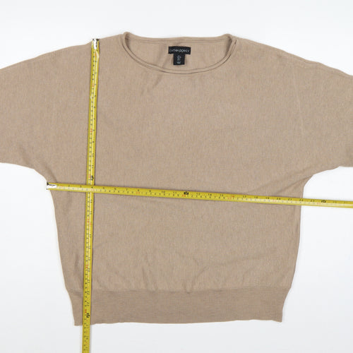 Cynthia Rowley Women’s Beige L Cotton Blend Round Neck Jumper