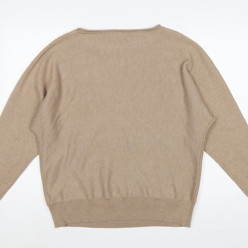 Cynthia Rowley Women’s Beige L Cotton Blend Round Neck Jumper