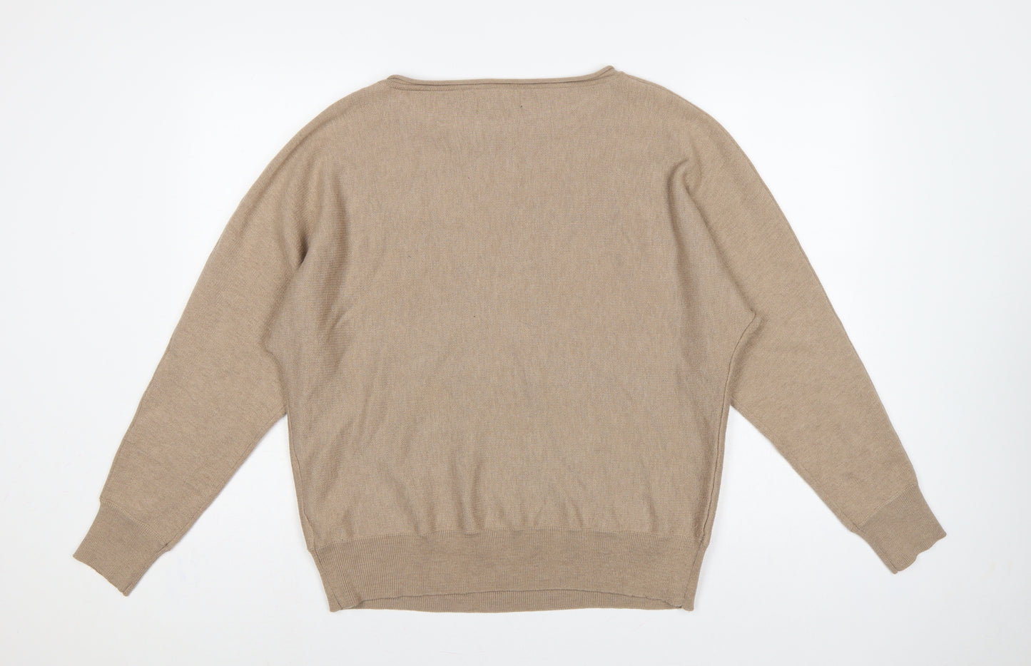 Cynthia Rowley Women’s Beige L Cotton Blend Round Neck Jumper