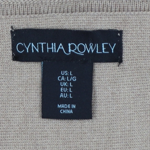 Cynthia Rowley Women’s Beige L Cotton Blend Round Neck Jumper