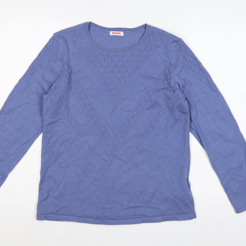 Damart Women Blue S Thermal Cable-Knit Round Neck Jumper
