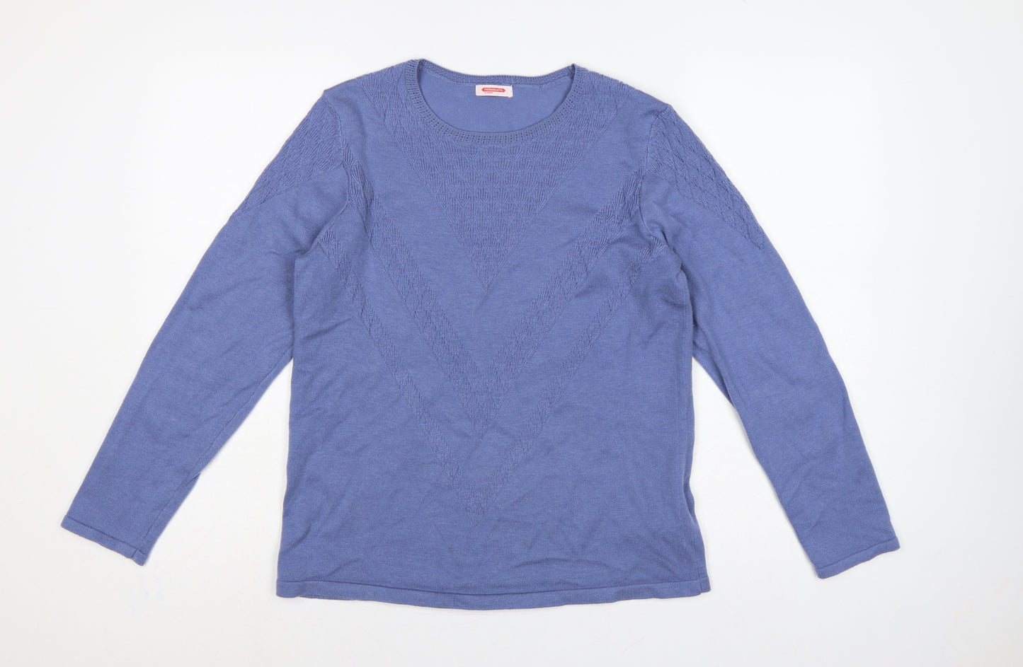 Damart Women Blue S Thermal Cable-Knit Round Neck Jumper
