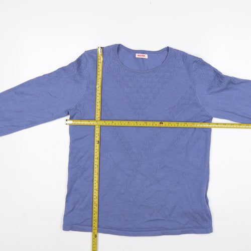 Damart Women Blue S Thermal Cable-Knit Round Neck Jumper