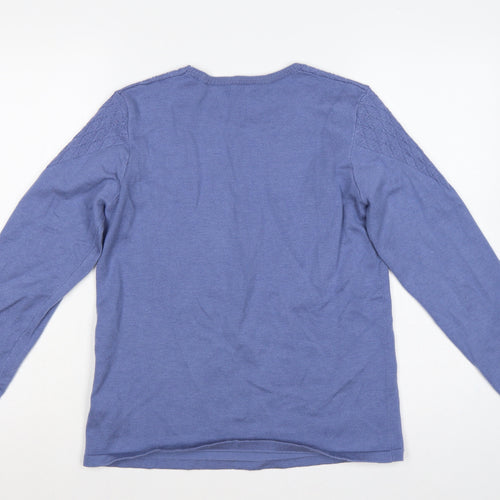 Damart Women Blue S Thermal Cable-Knit Round Neck Jumper