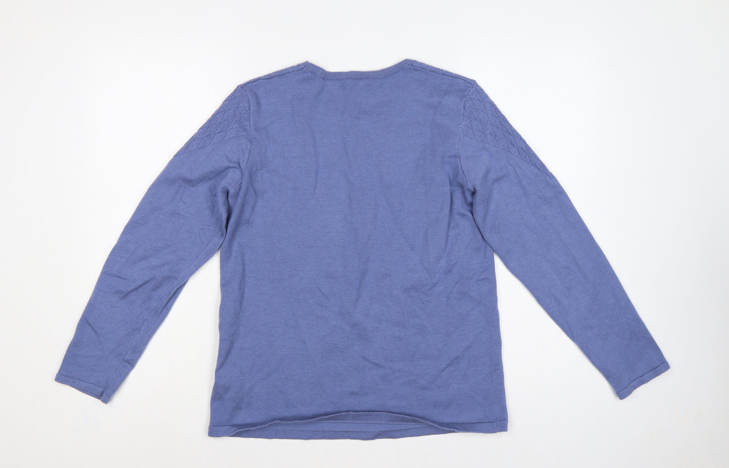 Damart Women Blue S Thermal Cable-Knit Round Neck Jumper