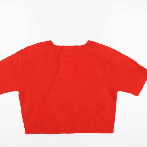 Next Women Red UK 14 Petite V-Neck Short Sleeve Button Cardigan