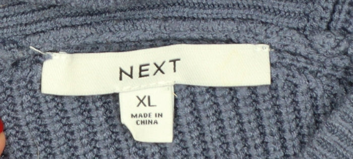 Next Women Blue XL Rib Knit V-Neck 3/4 Sleeve Pullover Jumper