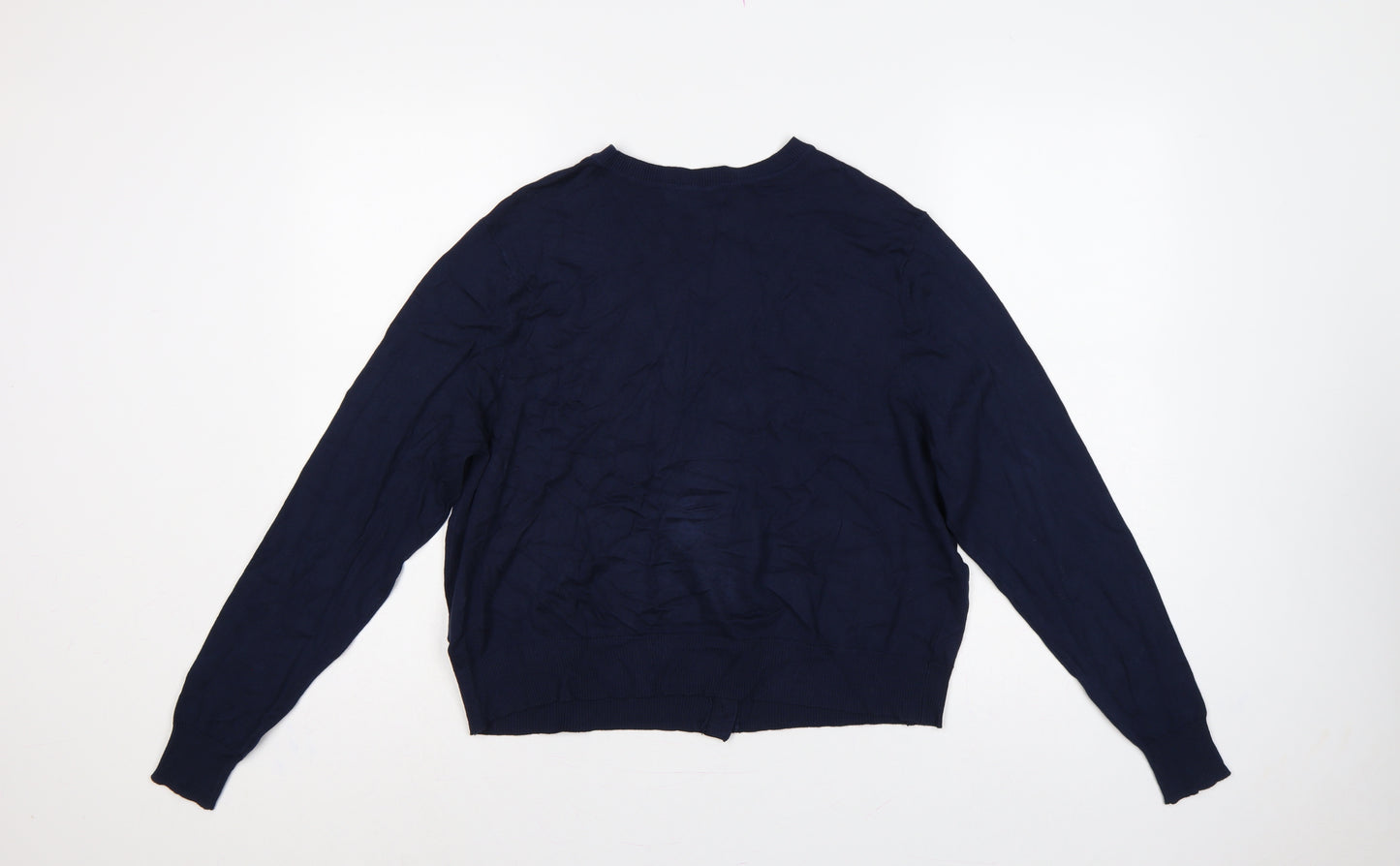 Marks & Spencer Women Blue Size 16 Crew Neck Button Knit Cardigan