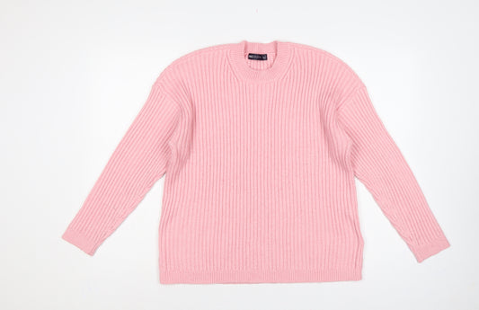 Marks & Spencer Women Pink L Rib Knit Round Neck Jumper
