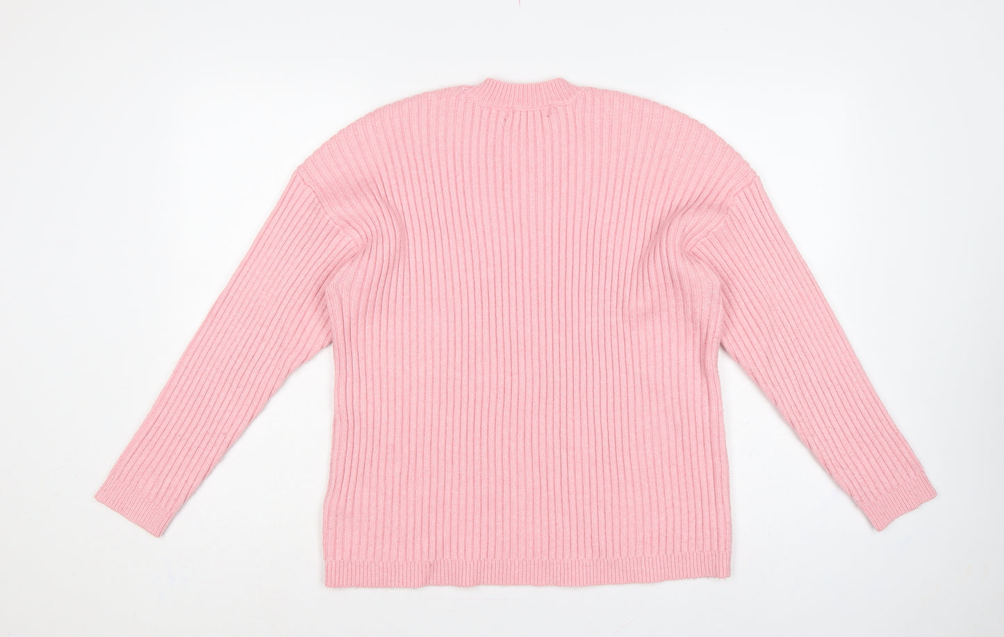 Marks & Spencer Women Pink L Rib Knit Round Neck Jumper