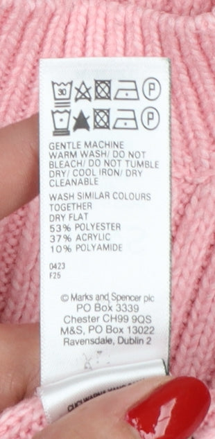 Marks & Spencer Women Pink L Rib Knit Round Neck Jumper