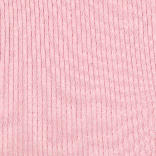 Marks & Spencer Women Pink L Rib Knit Round Neck Jumper