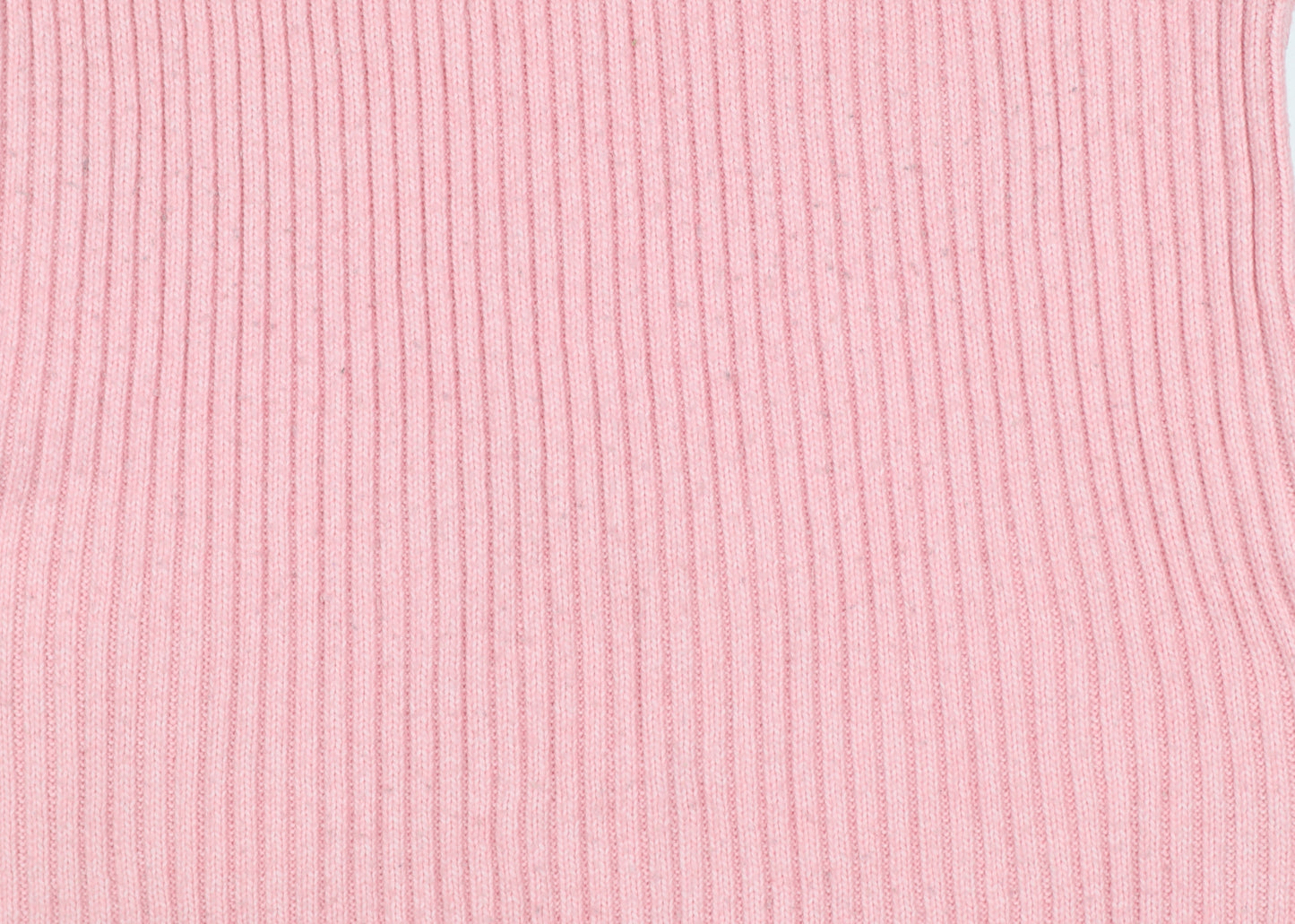 Marks & Spencer Women Pink L Rib Knit Round Neck Jumper