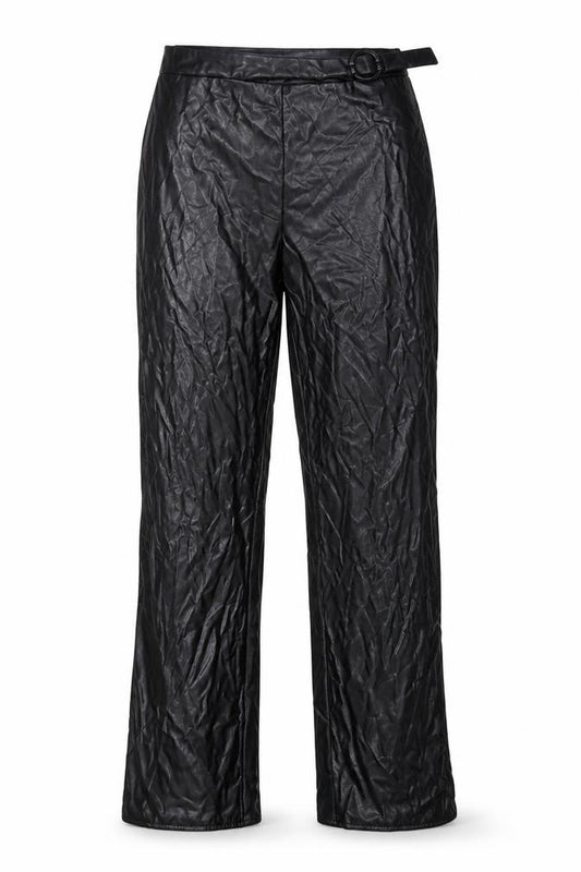 ASOS Design Women Black UK 12 Faux Leather Wide-Leg Belted Trousers