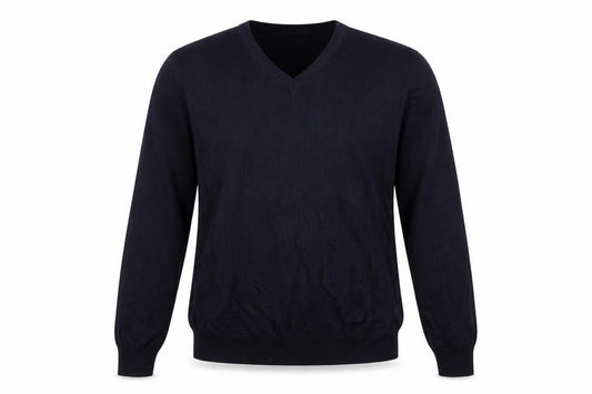 M&S Men’s Black L Merino Wool V-Neck Pullover Jumper Classic Knit