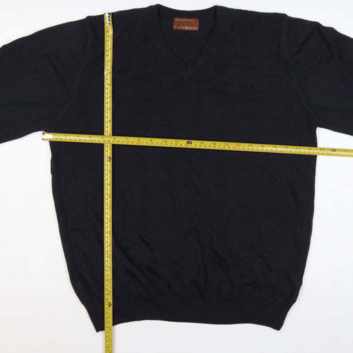 M&S Men’s Black L Merino Wool V-Neck Pullover Jumper Classic Knit