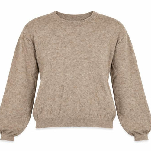 Pull&Bear Women’s Beige L Crew Neck Balloon Sleeve Knit Jumper