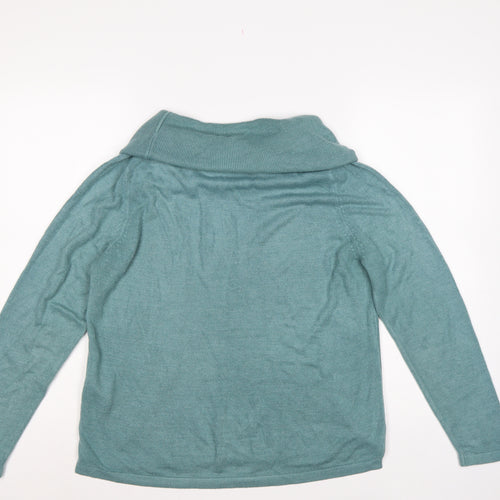 Marks & Spencer Women Green UK 14 Cowl Neck Raglan Knit Jumper