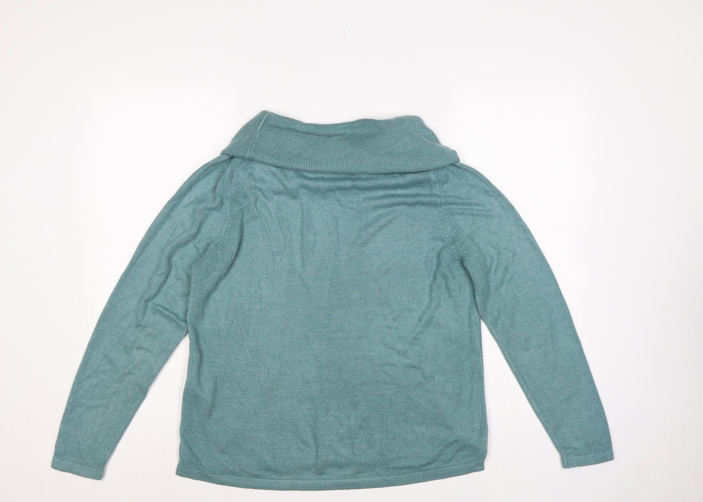 Marks & Spencer Women Green UK 14 Cowl Neck Raglan Knit Jumper