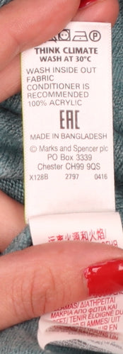 Marks & Spencer Women Green UK 14 Cowl Neck Raglan Knit Jumper