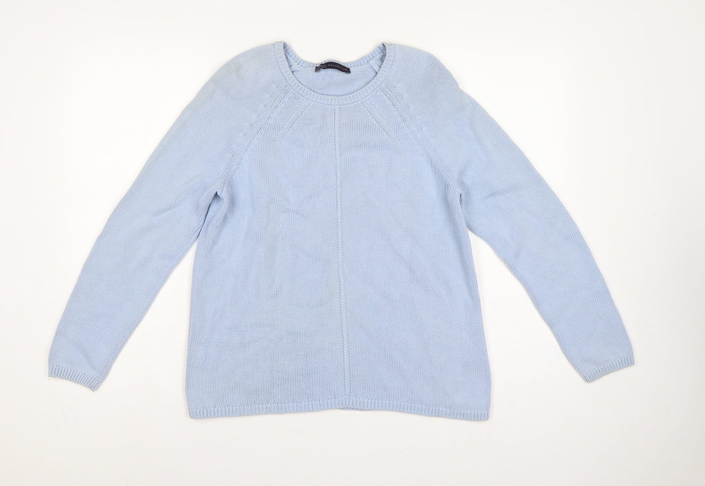 Marks and Spencer Women Blue UK 12 Cotton Crew Neck Raglan Jumper