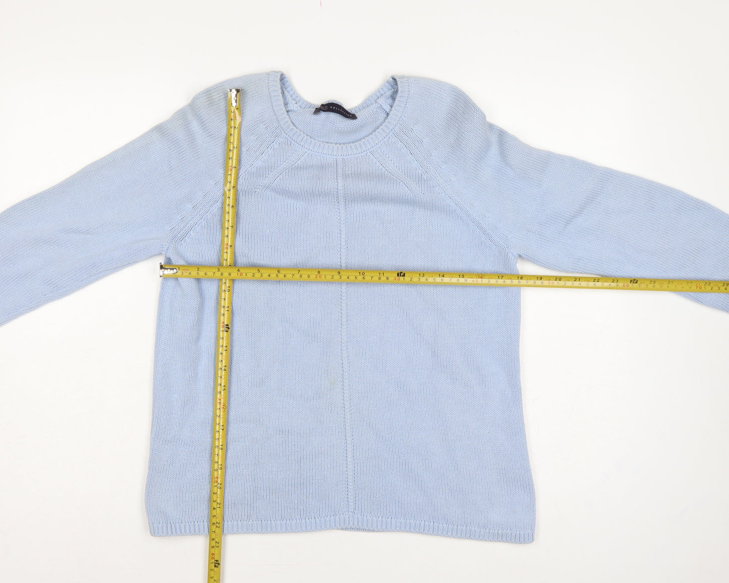 Marks and Spencer Women Blue UK 12 Cotton Crew Neck Raglan Jumper