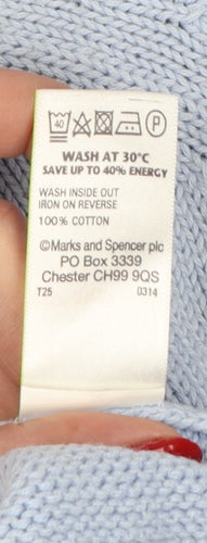 Marks and Spencer Women Blue UK 12 Cotton Crew Neck Raglan Jumper